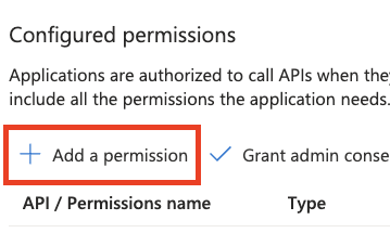 Request API permissions panel with Microsoft Graph selected