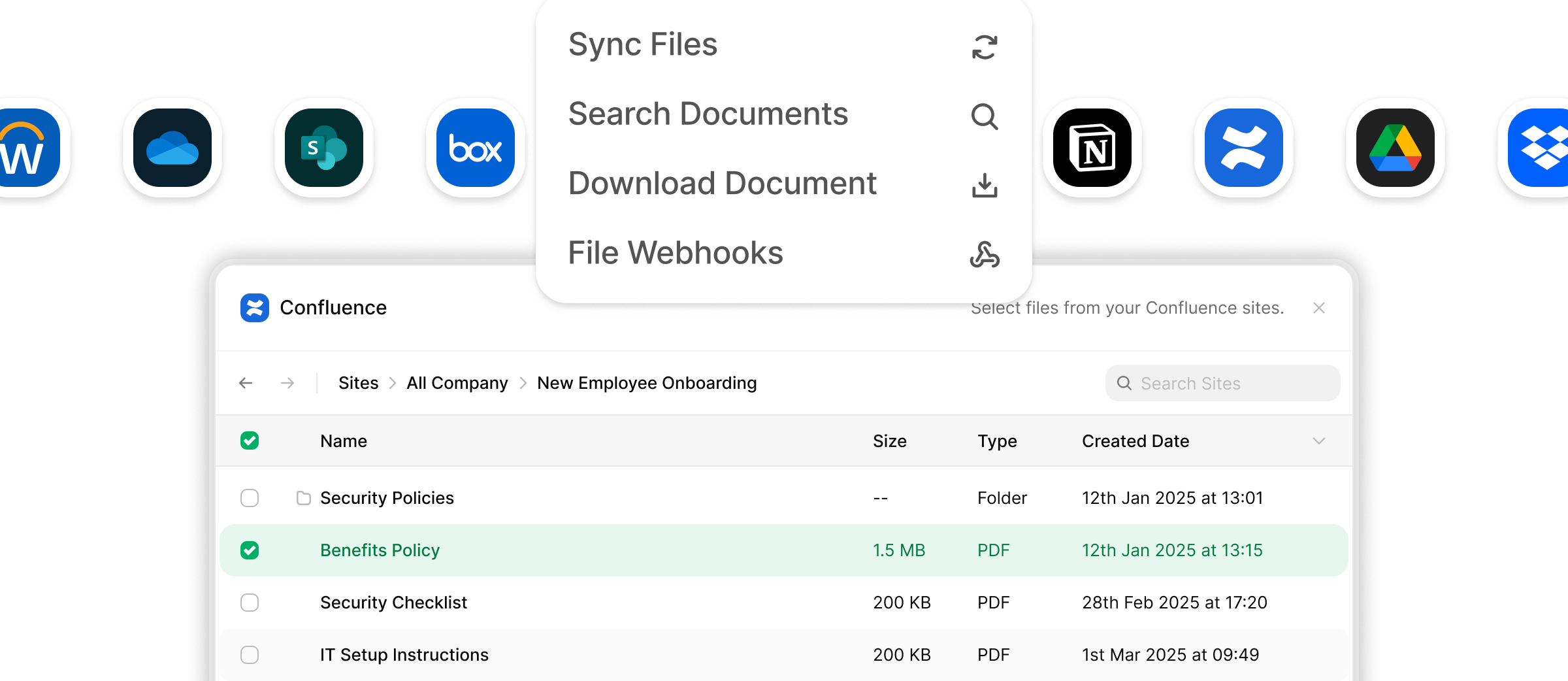 StackOne Documents Actions Interface